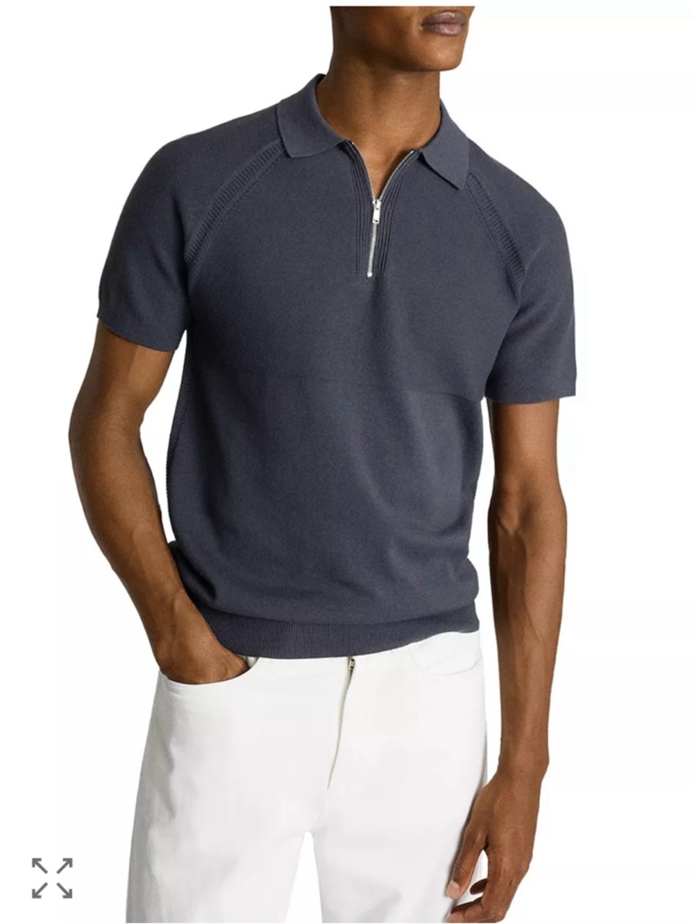 REISS Columbus Quarter Zip Polo XL Navy
